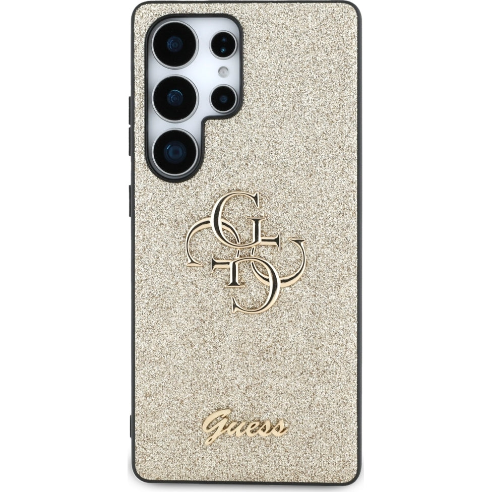 Handyhülle für Galaxy S25 Ultra, Guess Hardcase Glitter Script Big 4G, Golden