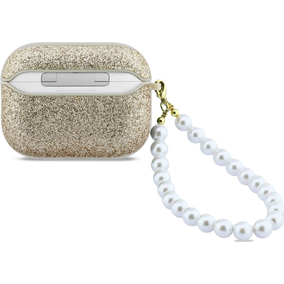 Schutzhülle Guess Glitter Pearl Strap Case für AirPods Pro 3, Golden