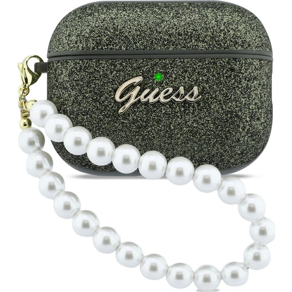 Schutzhülle Guess Glitter Pearl Strap Case für AirPods Pro 3, Grün