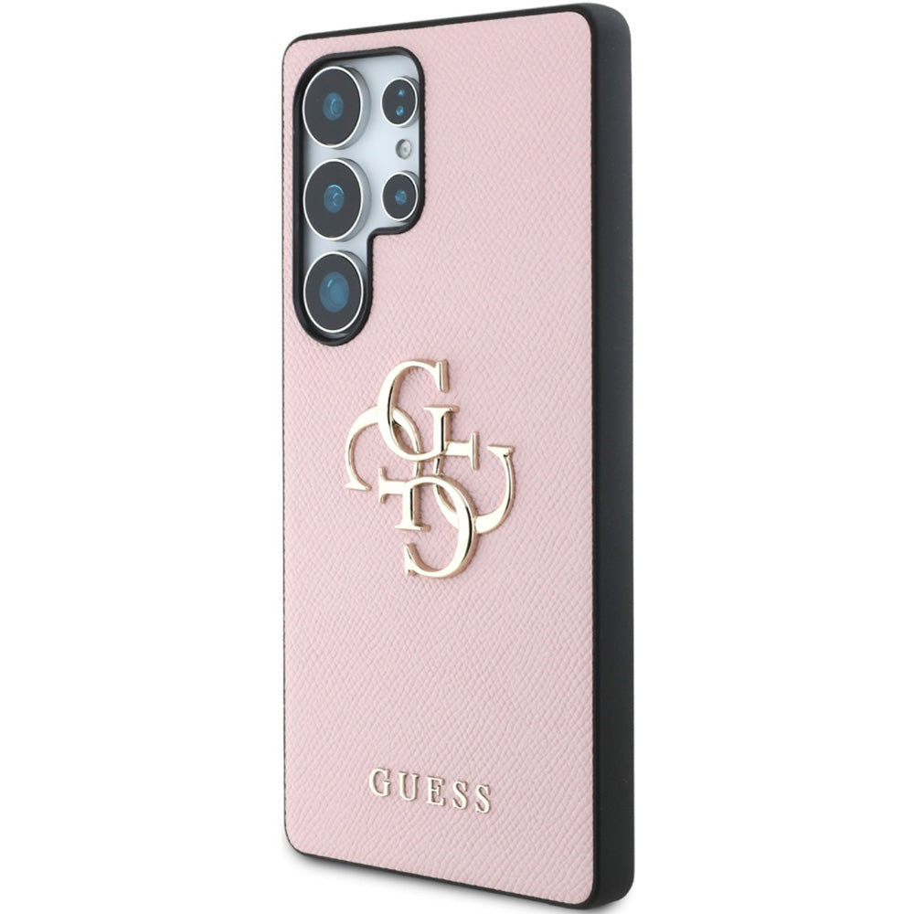 Handyhülle für Galaxy S25 Ultra, Guess Grained Big 4G Small Classic Logo, Rosa