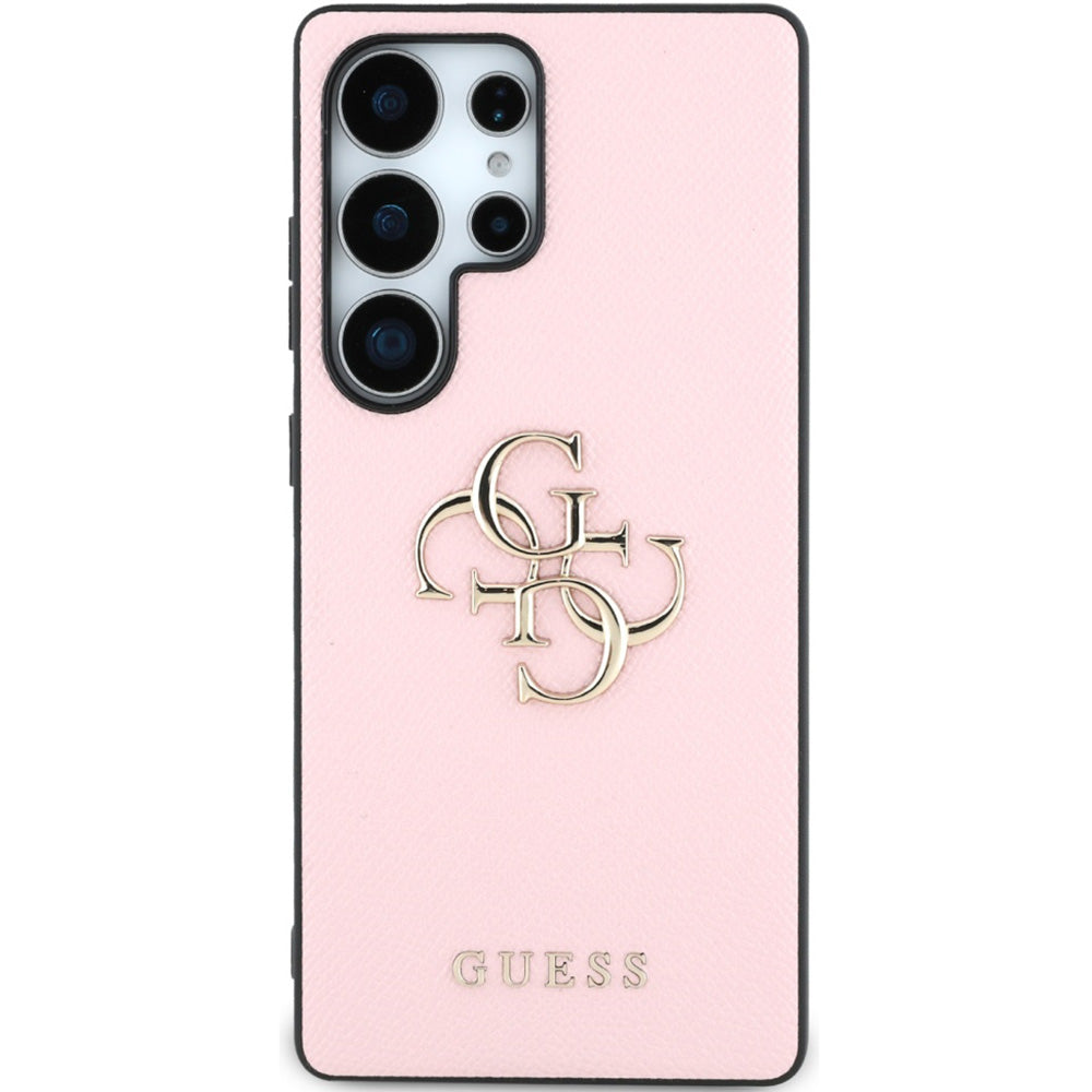 Handyhülle für Galaxy S25 Ultra, Guess Grained Big 4G Small Classic Logo, Rosa