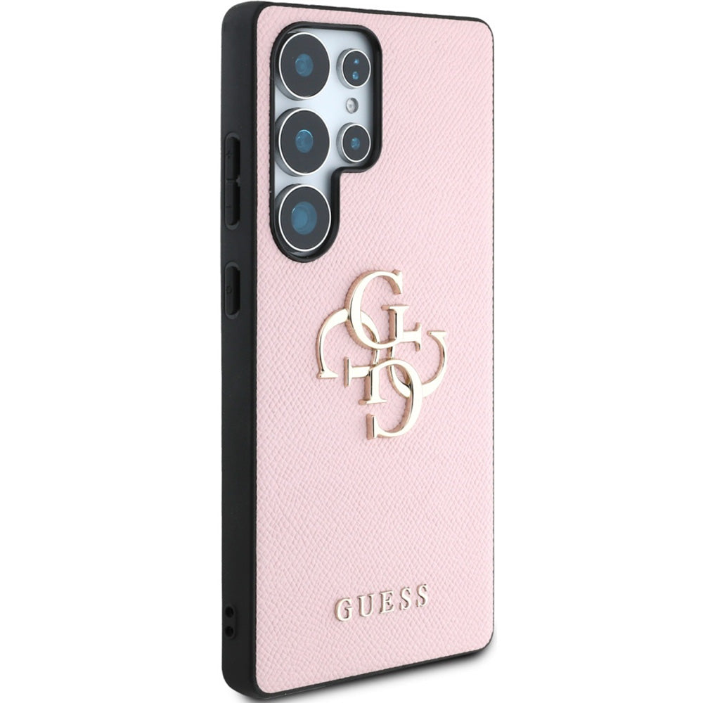 Handyhülle für Galaxy S25 Ultra, Guess Grained Big 4G Small Classic Logo, Rosa