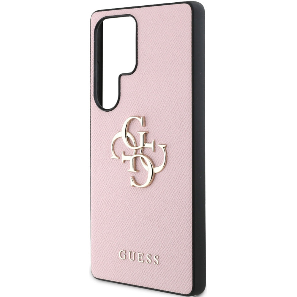 Handyhülle für Galaxy S25 Ultra, Guess Grained Big 4G Small Classic Logo, Rosa