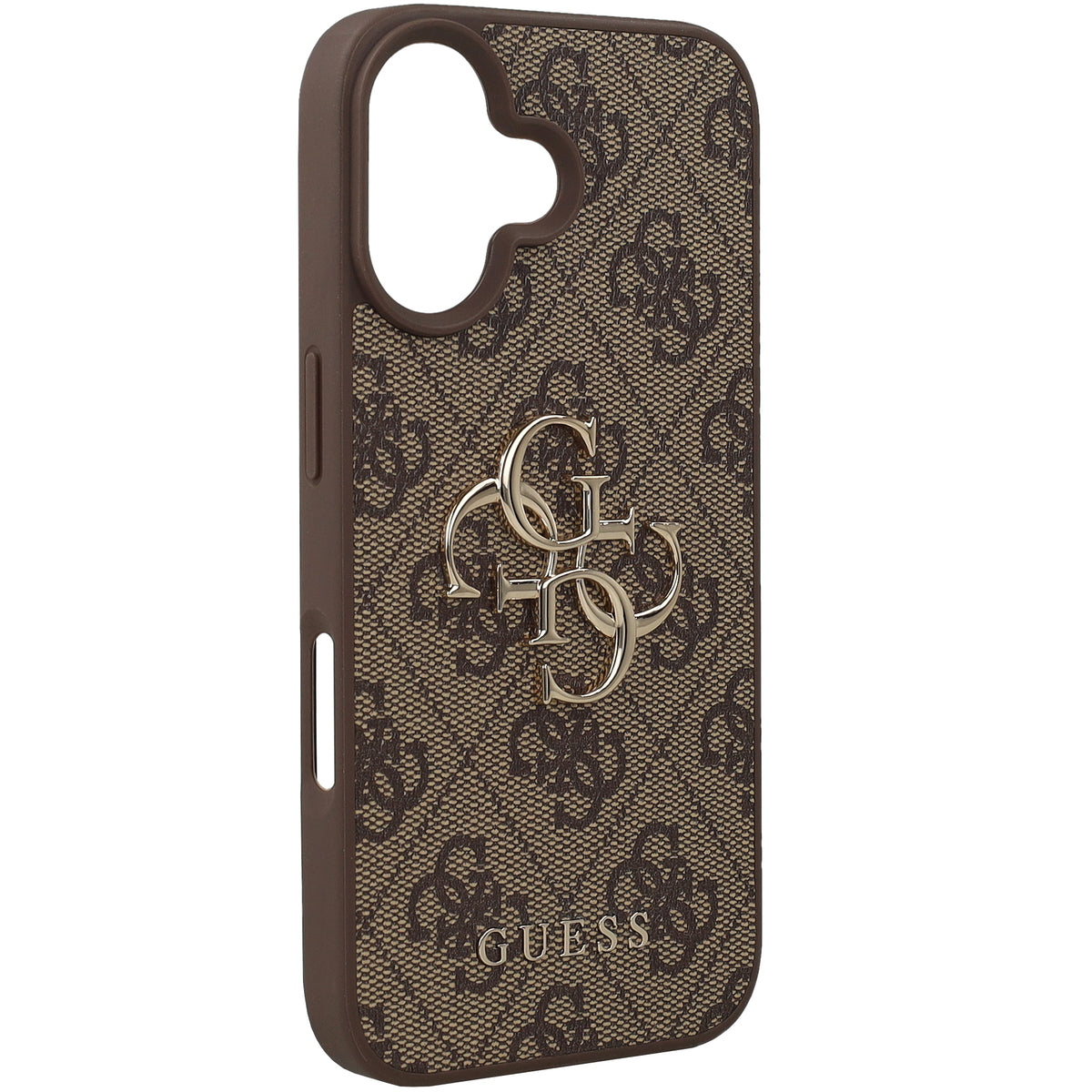 Handyhülle für iPhone 16, Guess Hardcase 4G Big Metal Logo, Braun