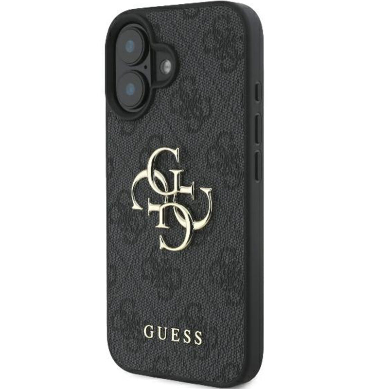 Handyhülle für iPhone 16, Guess Hardcase 4G Big Metal Logo, Schwarz