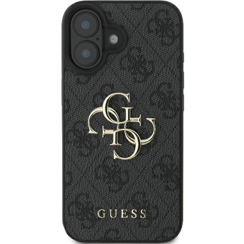 Handyhülle für iPhone 16, Guess Hardcase 4G Big Metal Logo, Schwarz