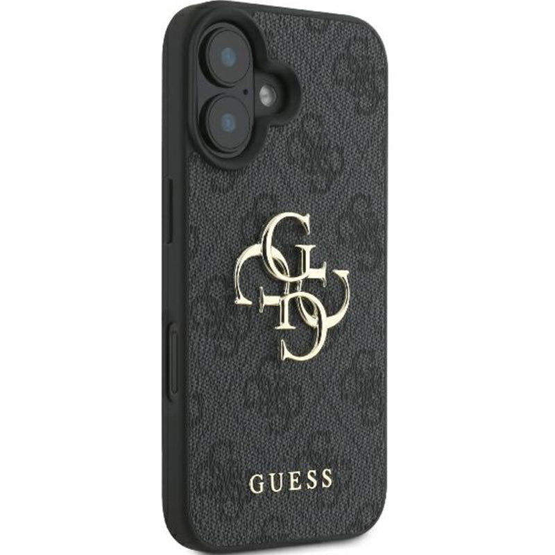 Handyhülle für iPhone 16, Guess Hardcase 4G Big Metal Logo, Schwarz