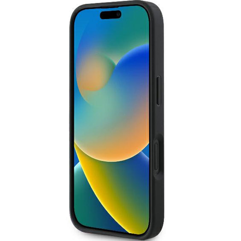 Handyhülle für iPhone 16, Guess Hardcase 4G Big Metal Logo, Schwarz