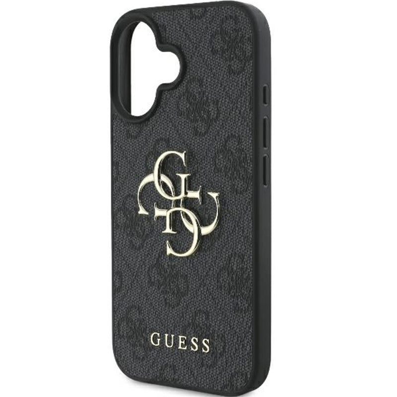 Handyhülle für iPhone 16, Guess Hardcase 4G Big Metal Logo, Schwarz