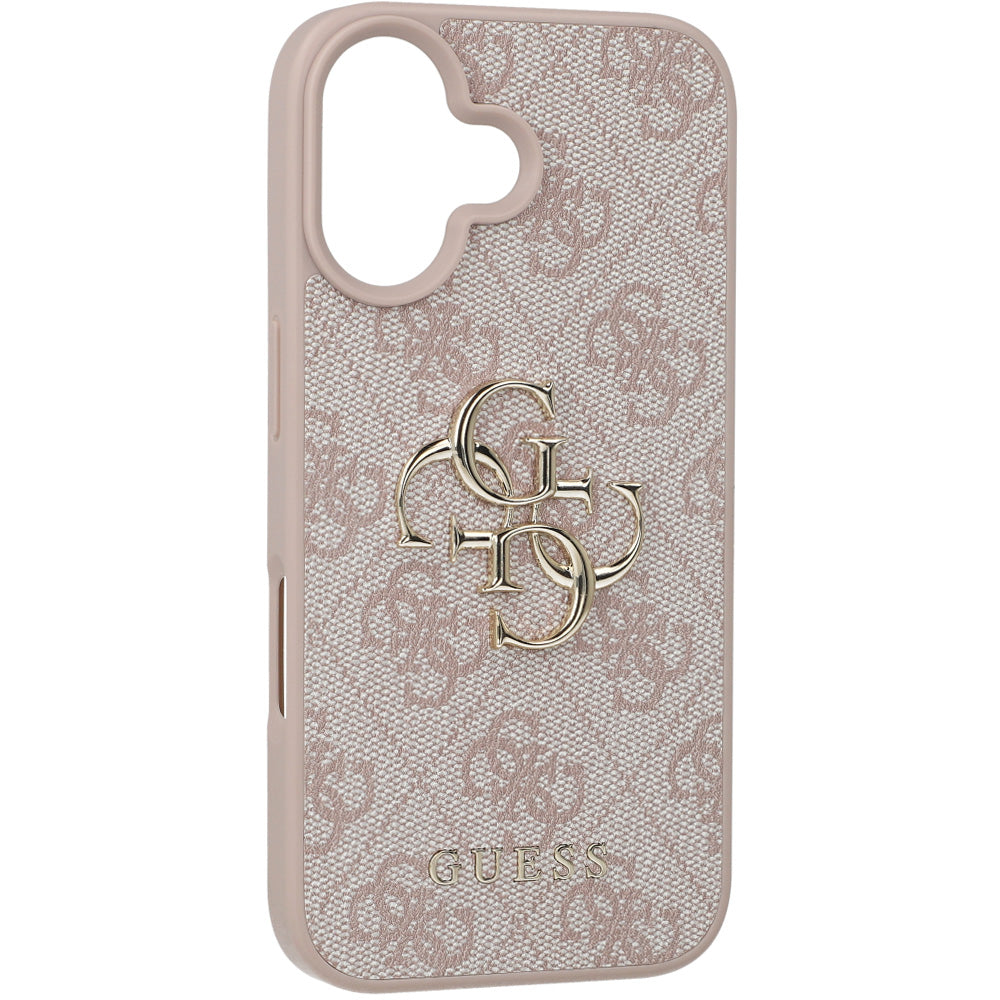 Handyhülle für iPhone 16, Guess Hardcase 4G Big Metal Logo, Rosa