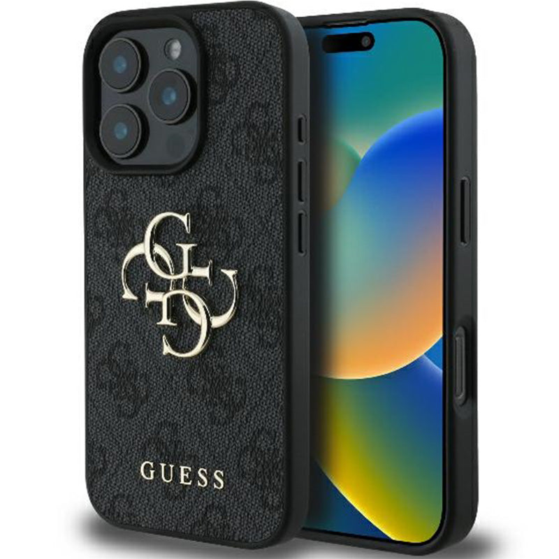 Handyhülle für iPhone 16 Pro Max, Guess Hardcase 4G Big Metal Logo, Schwarz
