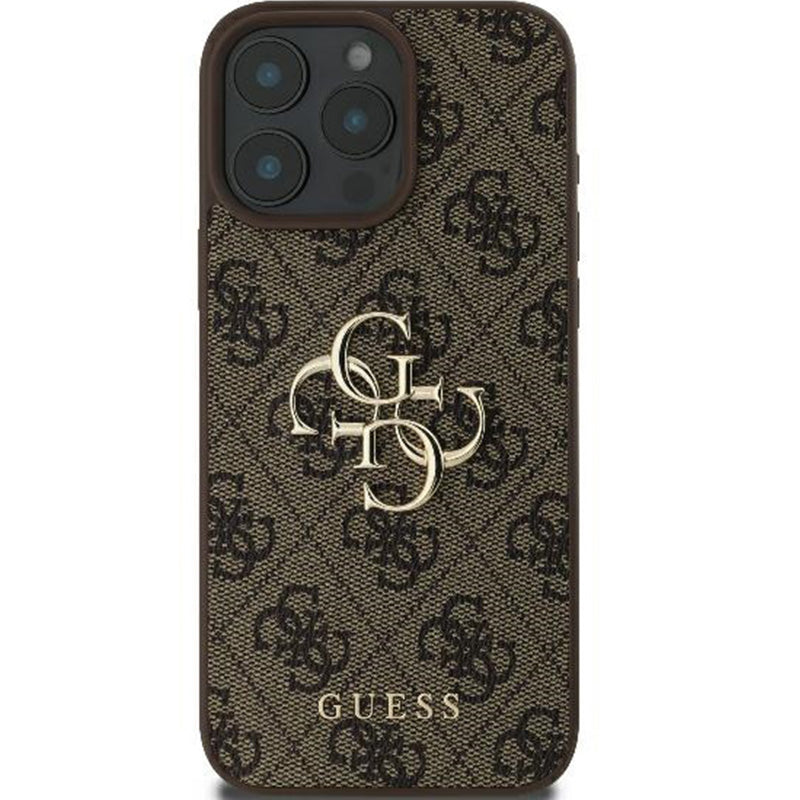 Handyhülle für iPhone 16 Pro Max, Guess Hardcase 4G Big Metal Logo, Braun