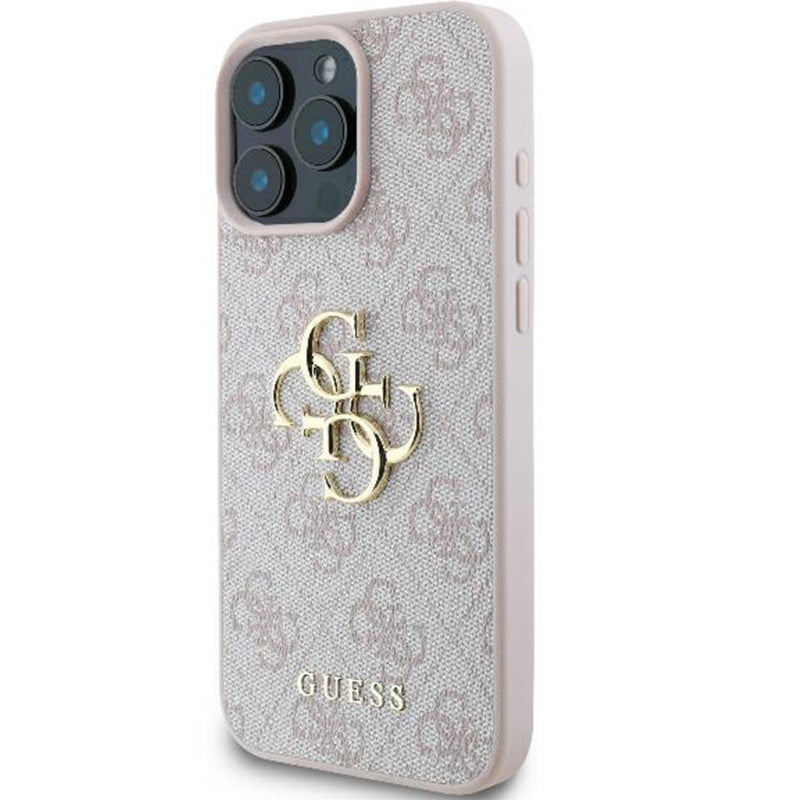Handyhülle für iPhone 16 Pro, Guess Hardcase 4G Big Metal Logo, Rosa