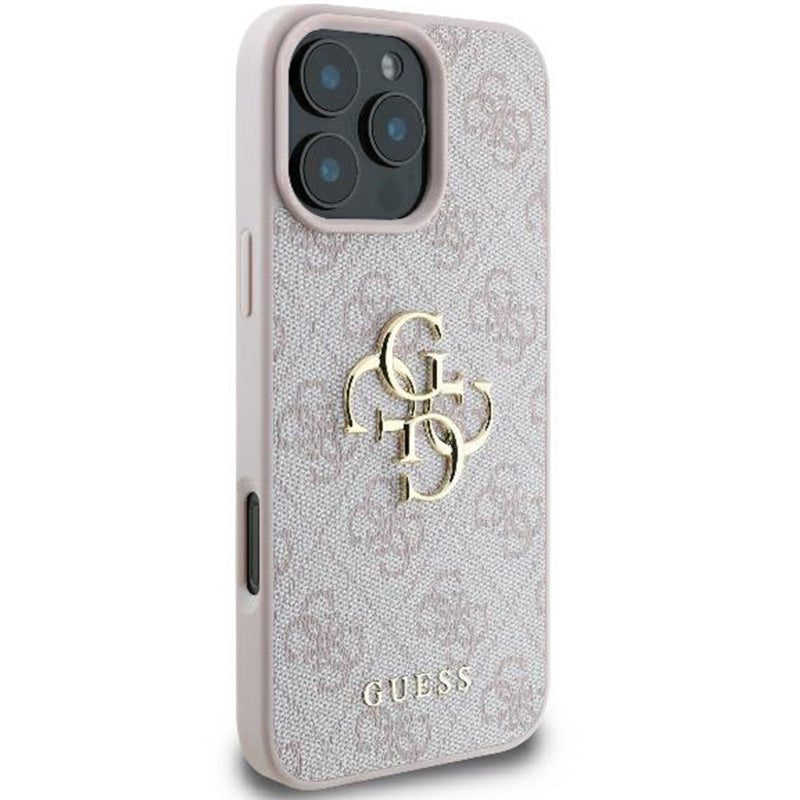 Handyhülle für iPhone 16 Pro, Guess Hardcase 4G Big Metal Logo, Rosa