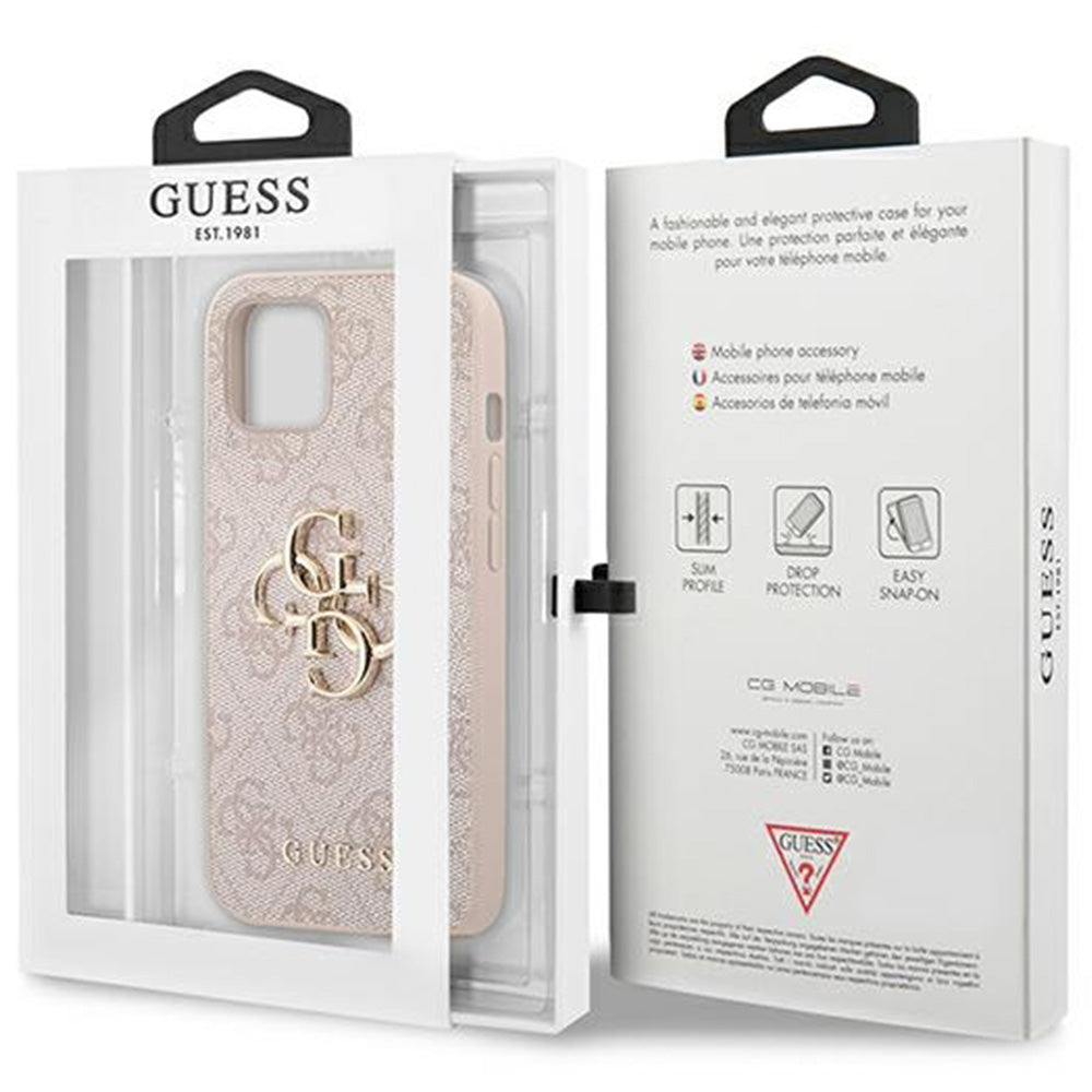 Handyhülle für iPhone 14 / 13, Guess Hardcase 4G Big Metal Logo, Rosa