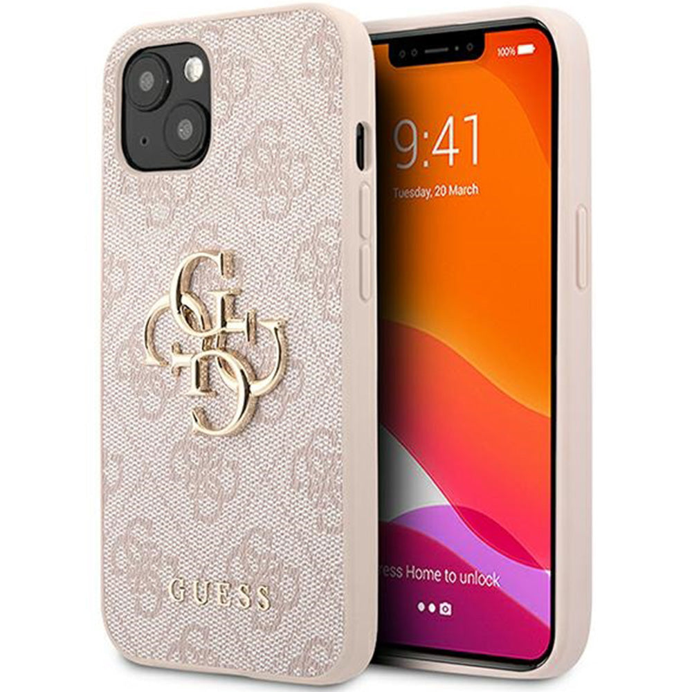 Handyhülle für iPhone 14 / 13, Guess Hardcase 4G Big Metal Logo, Rosa