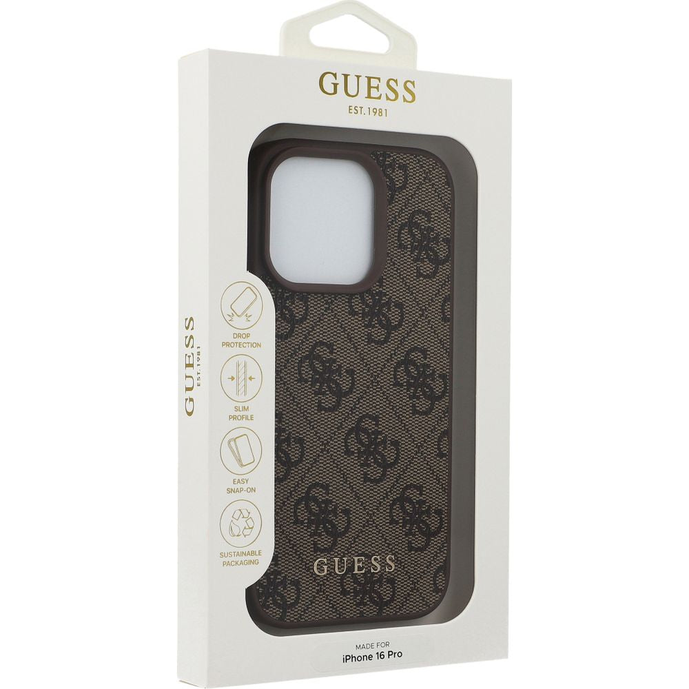 Handyhülle für iPhone 16 Pro, Guess Hardcase 4G Classic, Braun