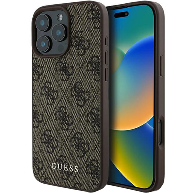 Handyhülle für iPhone 16 Pro Max, Guess Hardcase 4G Classic, Braun