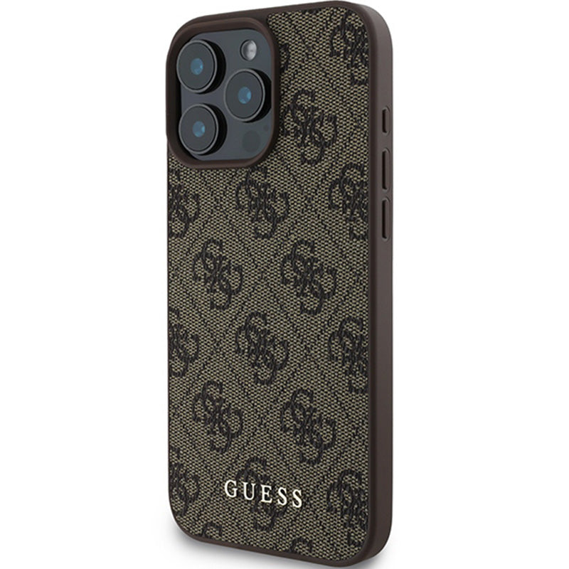 Handyhülle für iPhone 16 Pro Max, Guess Hardcase 4G Classic, Braun