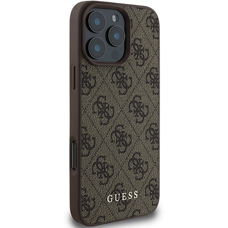 Handyhülle für iPhone 16 Pro Max, Guess Hardcase 4G Classic, Braun