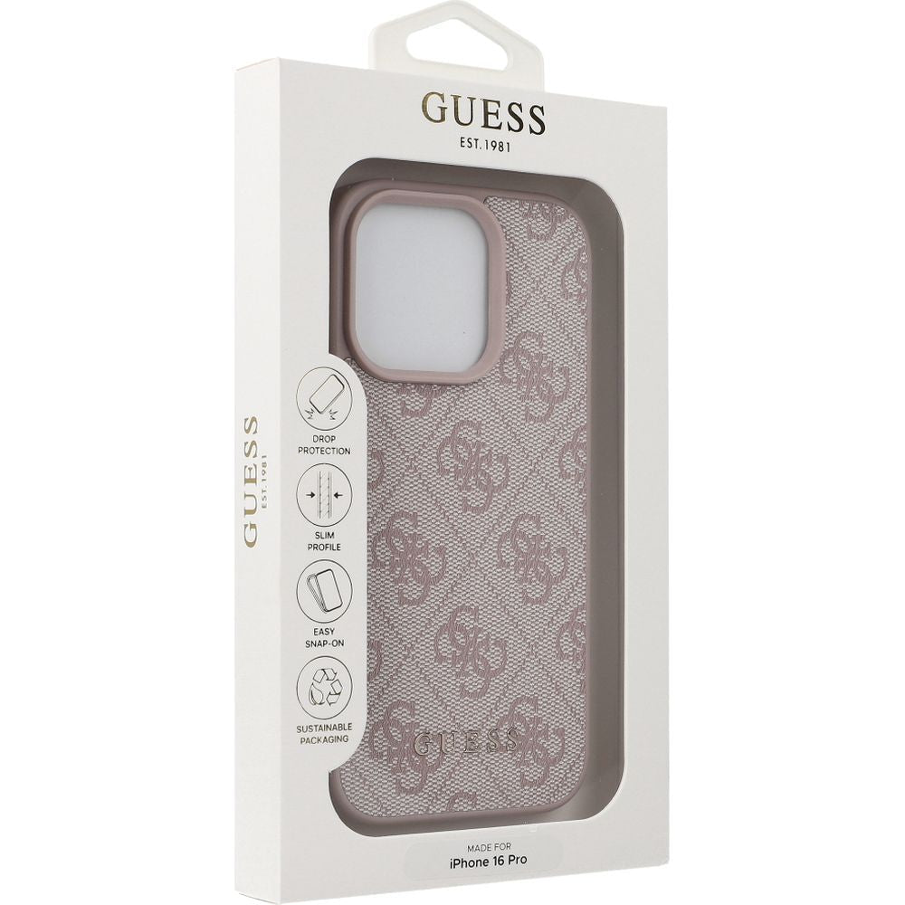 Handyhülle für iPhone 16 Pro, Guess Hardcase 4G Classic, Rosa