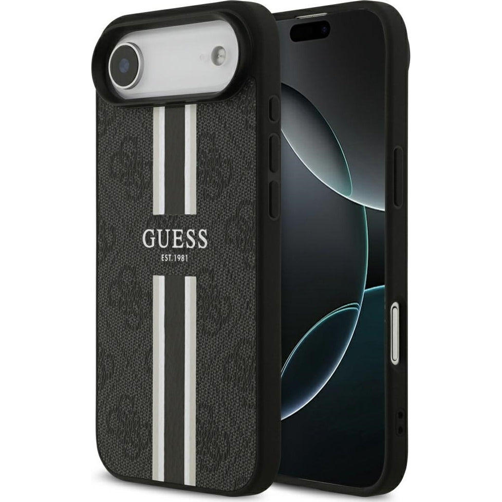 Handyhülle für iPhone Air, Guess Hardcase 4G Printed Stripes mit MagSafe, Schwarz