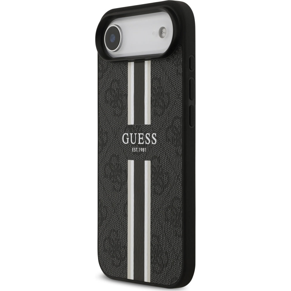 Handyhülle für iPhone Air, Guess Hardcase 4G Printed Stripes mit MagSafe, Schwarz
