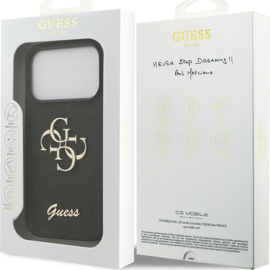 Handyhülle Guess Hardcase Fixed Glitter für iPhone 18 Pro Max / 17 Pro Max, Schwarz