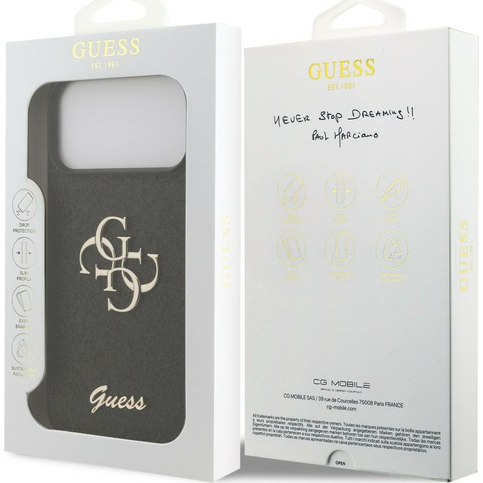 Handyhülle Guess Hardcase Fixed Glitter für iPhone 18 Pro / 17 Pro, Schwarz