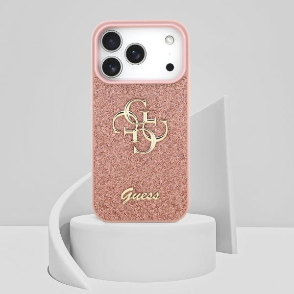 Handyhülle Guess Hardcase Fixed Glitter für iPhone 18 Pro / 17 Pro, Rosa