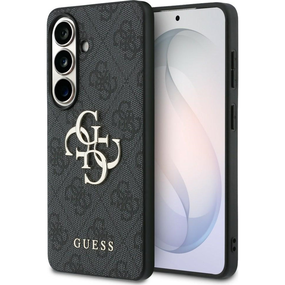 Handyhülle für Galaxy S26, Guess Hardcase Leather, Schwarz mit Big Logo Guess