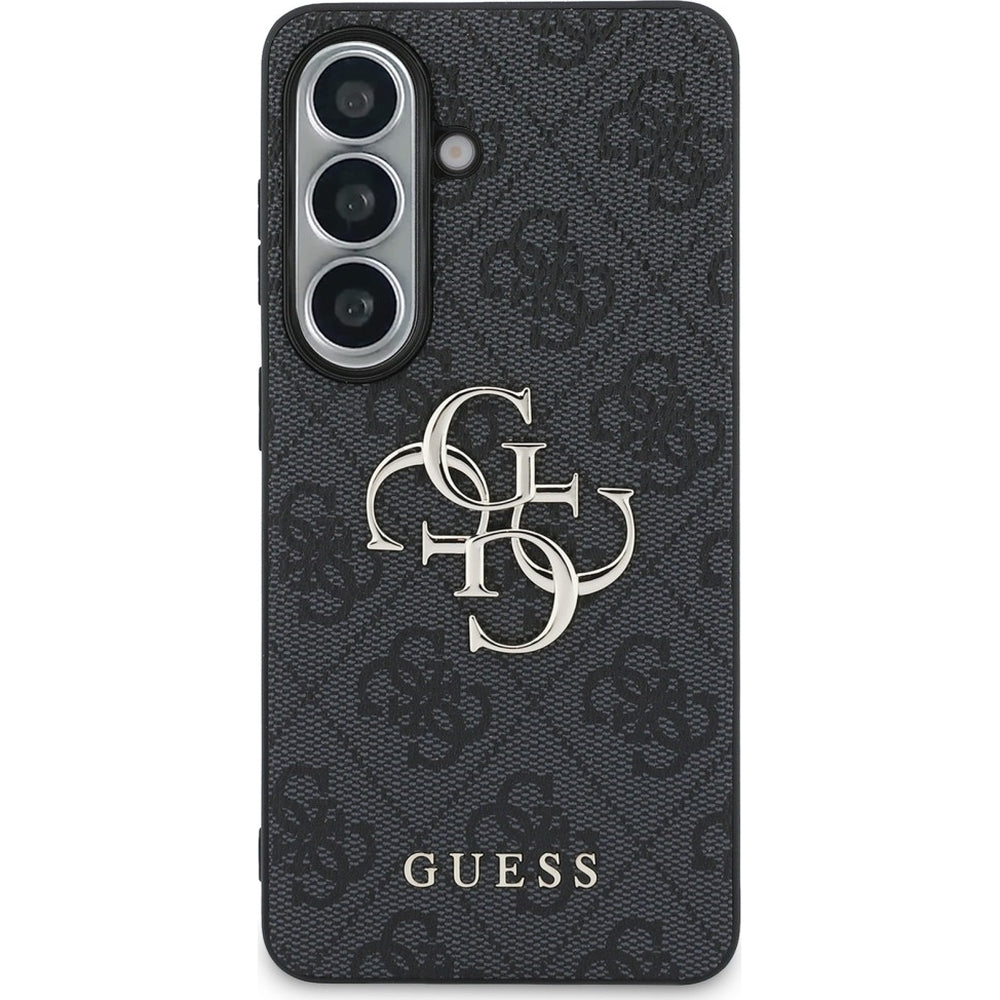 Handyhülle für Galaxy S26, Guess Hardcase Leather, Schwarz mit Big Logo Guess