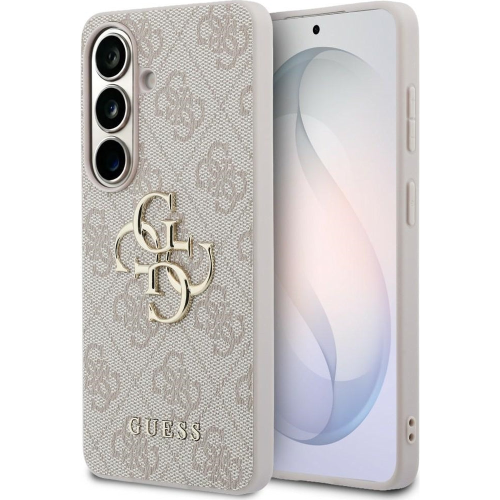 Handyhülle für Galaxy S26, Guess Hardcase Leather, Rosa mit Big Logo Guess
