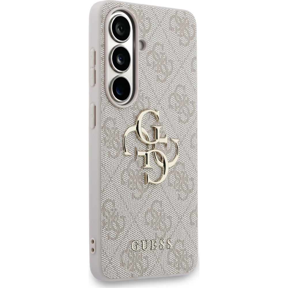 Handyhülle für Galaxy S26, Guess Hardcase Leather, Rosa mit Big Logo Guess
