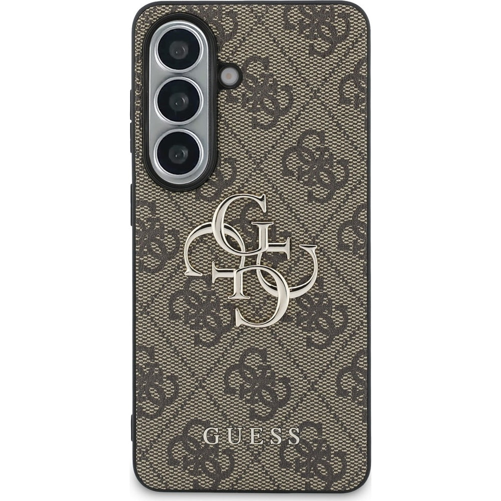 Handyhülle für Galaxy S26 Plus, Guess Hardcase Leather, Braun mit Big Logo Guess