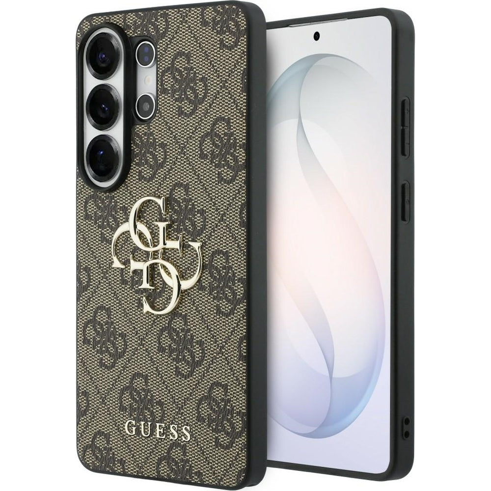 Handyhülle für Galaxy S26 Ultra, Guess Hardcase Leather, Braun mit Big Logo Guess