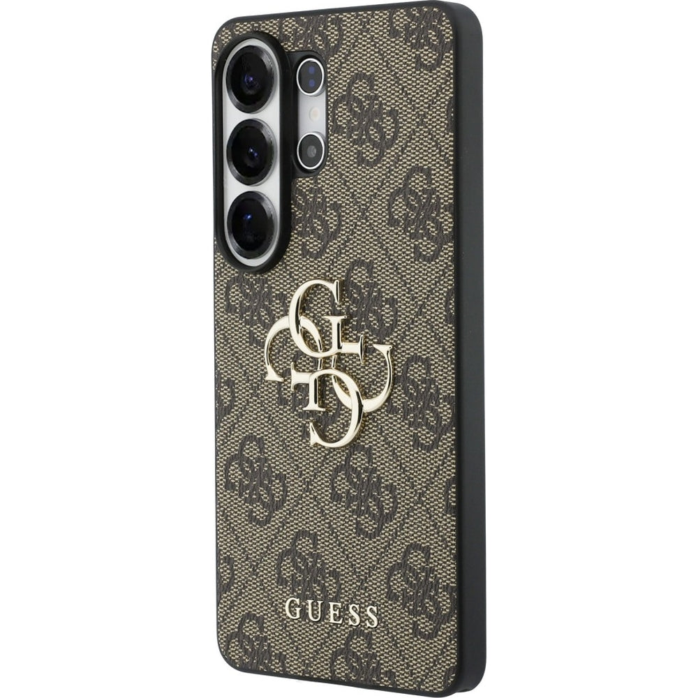 Handyhülle für Galaxy S26 Ultra, Guess Hardcase Leather, Braun mit Big Logo Guess