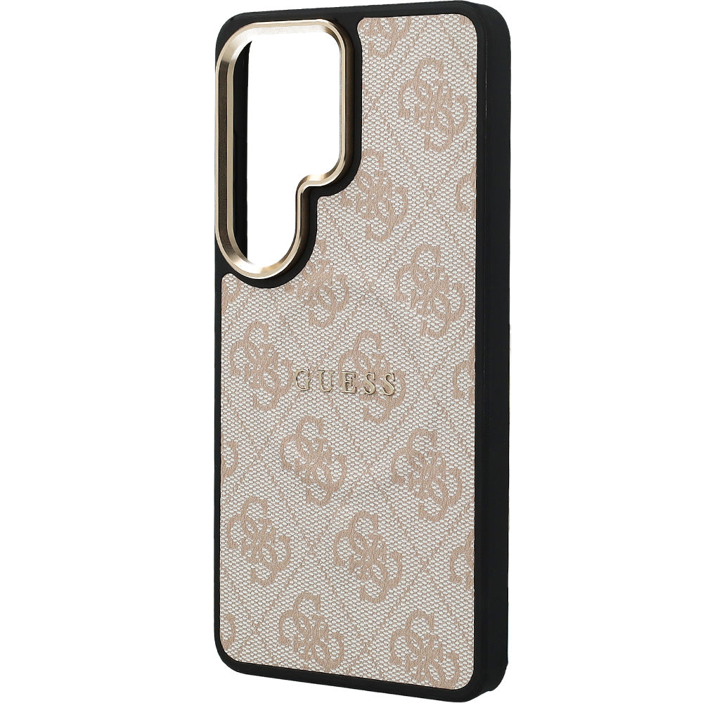 Handyhülle für Galaxy S26 Ultra, Guess Hardcase Leather Logo MagSafe, Rosa mit Classic Logo Guess