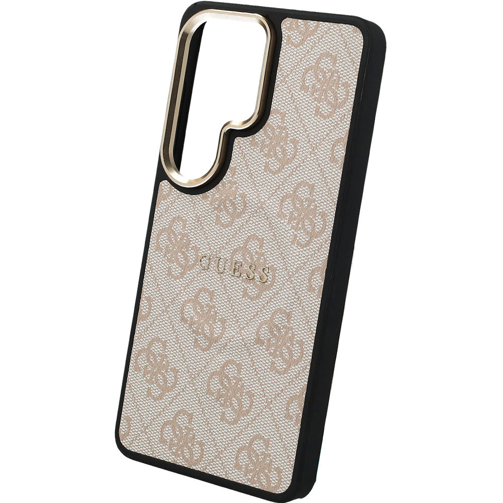 Handyhülle für Galaxy S26 Ultra, Guess Hardcase Leather Logo MagSafe, Rosa mit Classic Logo Guess