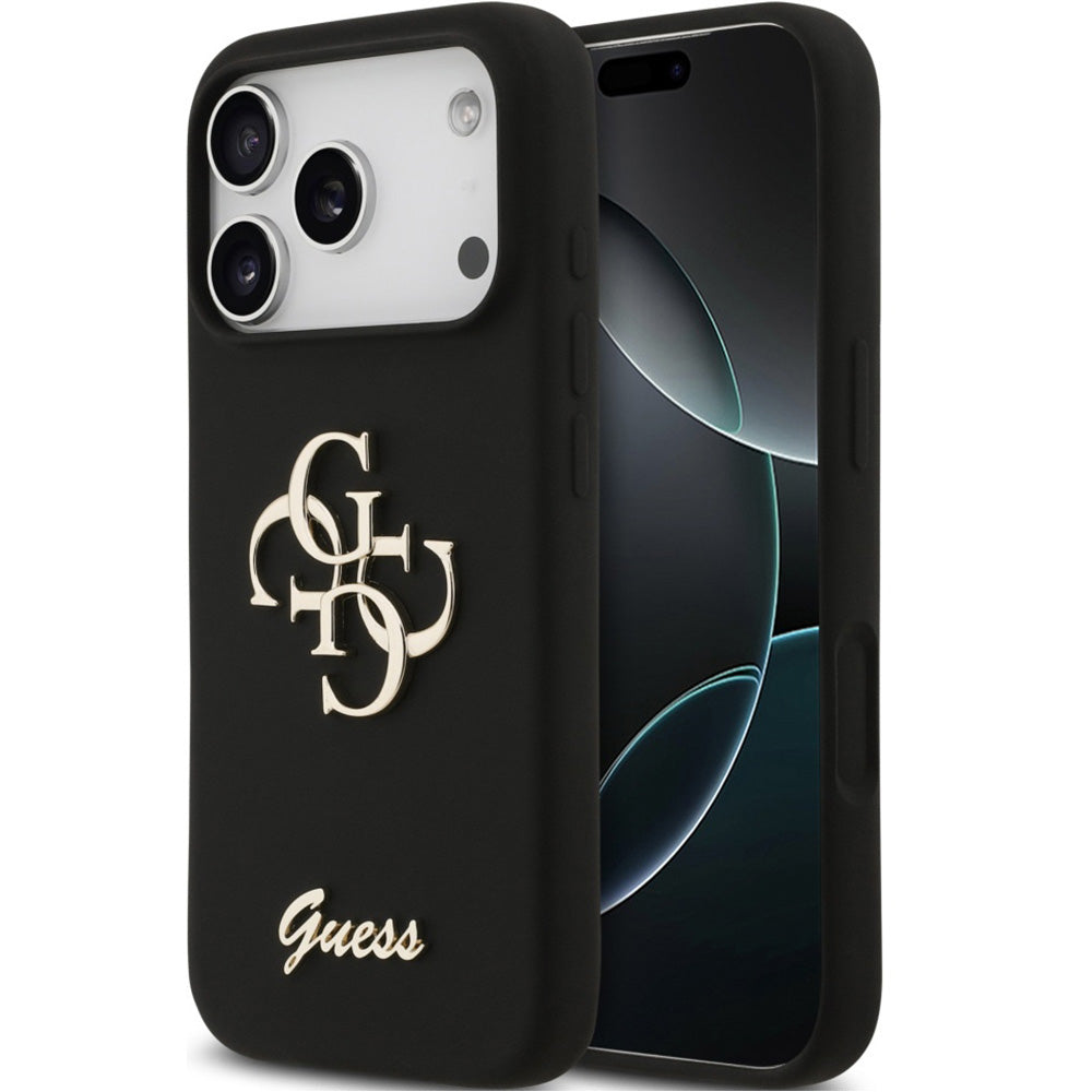 Handyhülle für iPhone 17 Pro Max, Guess Hardcase Silicone Big 4G Scrip
