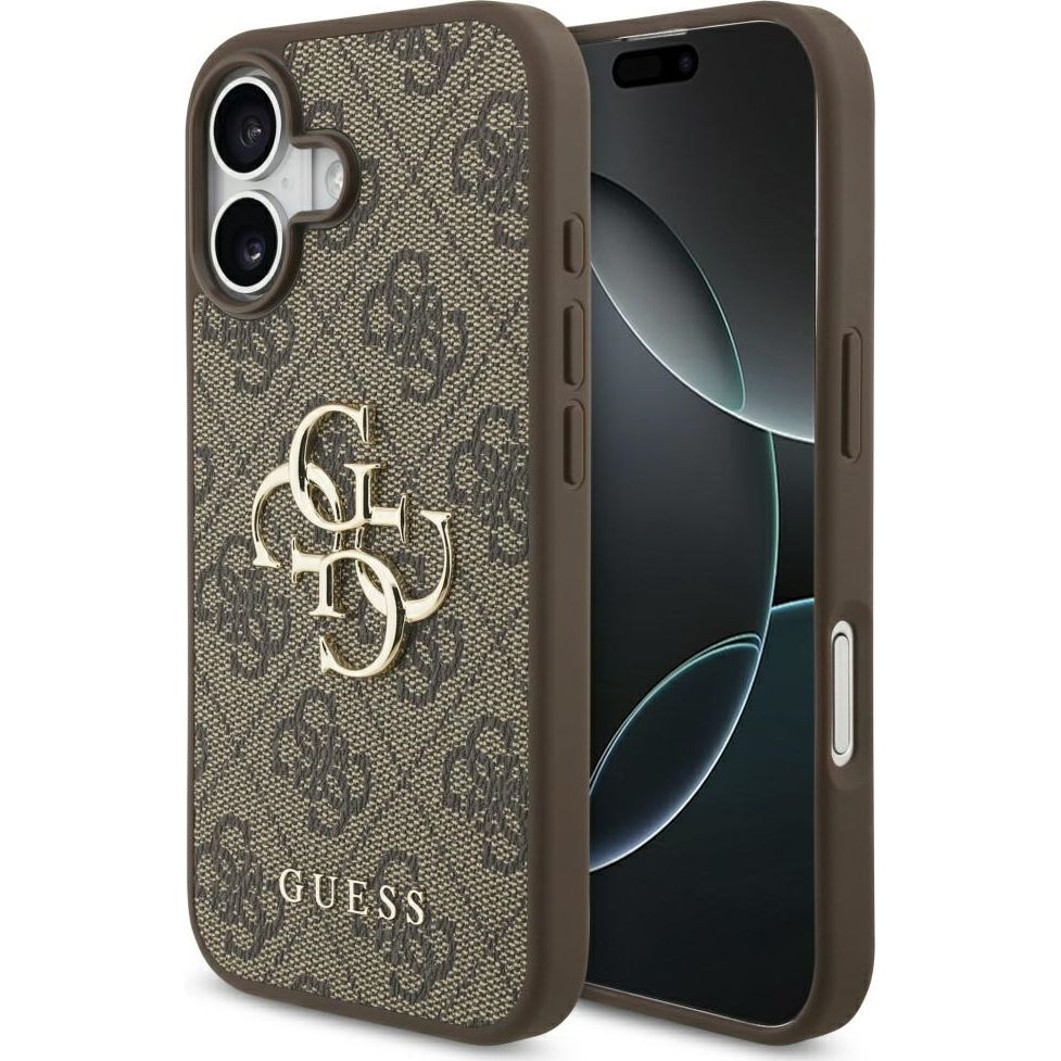 Handyhülle für iPhone 17, Guess Hardcase 4G Big Metal Logo, Braun