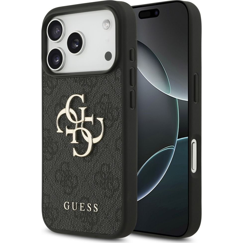 Handyhülle für iPhone 18 Pro / 17 Pro, Guess Hardcase 4G Big Metal Logo, Schwarz