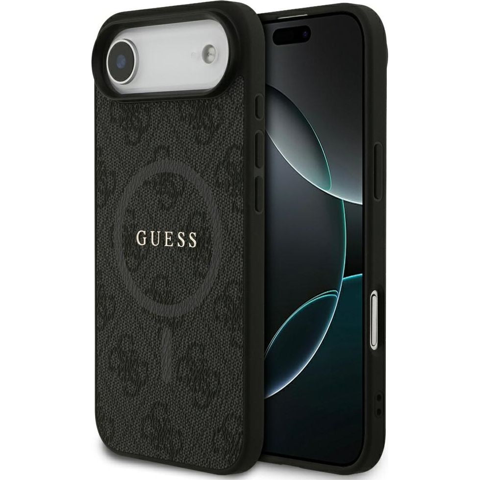 Handyhülle für iPhone 17, Guess Hardcase 4G Ring Classic Logo mit MagSafe, Schwarz