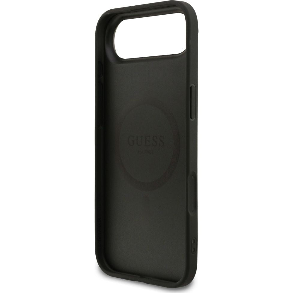 Handyhülle für iPhone 17, Guess Hardcase 4G Ring Classic Logo mit MagSafe, Schwarz
