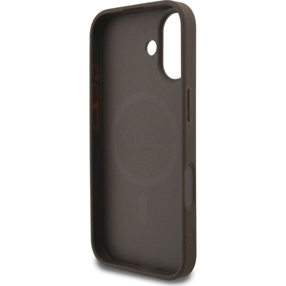 Handyhülle für iPhone 17, Guess Hardcase 4G Ring Classic Logo mit MagSafe, Braun