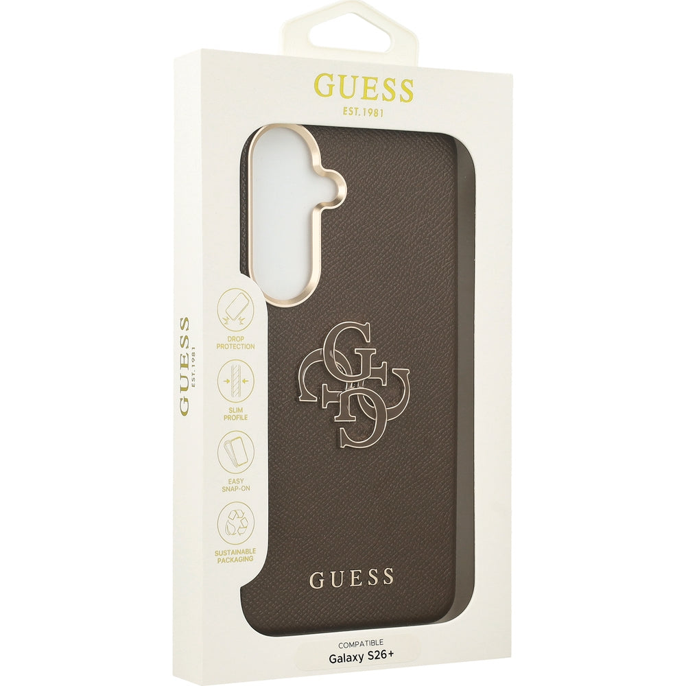 Handyhülle für Galaxy S26 Plus, Guess Full Wrapped, Braun mit Big Logo Guess