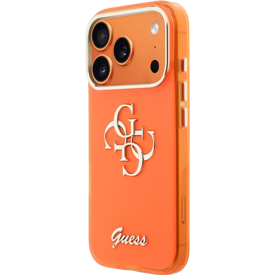 Handyhülle für iPhone 17 Pro, Guess IML Logo, Orange mit Big Logo