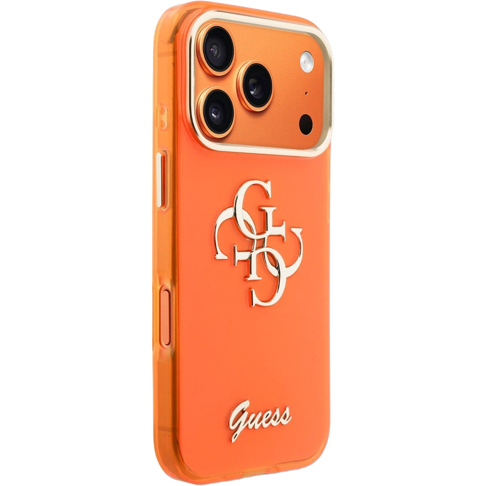 Handyhülle für iPhone 17 Pro, Guess IML Logo, Orange mit Big Logo