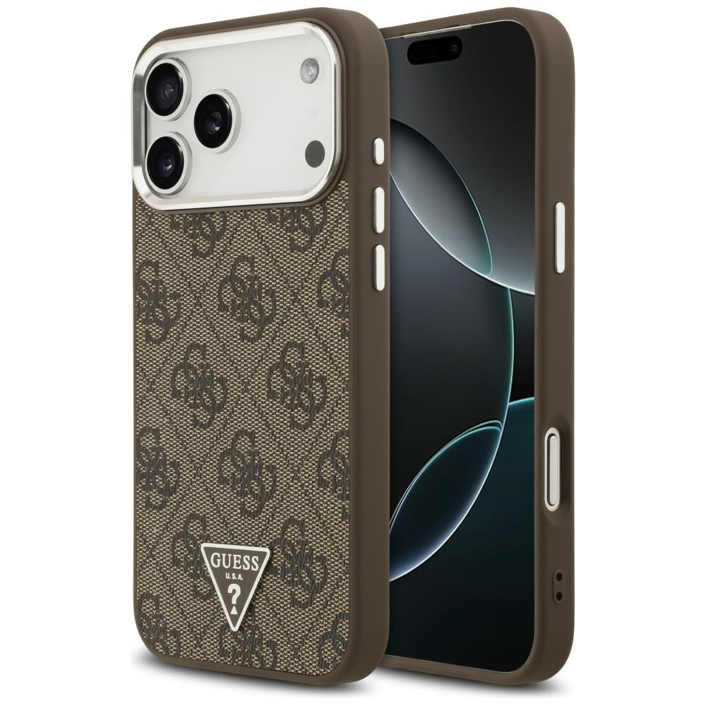 Handyhülle für iPhone 18 Pro Max / 17 Pro Max, Guess 4G Triangle Logo mit MagSafe, Braun