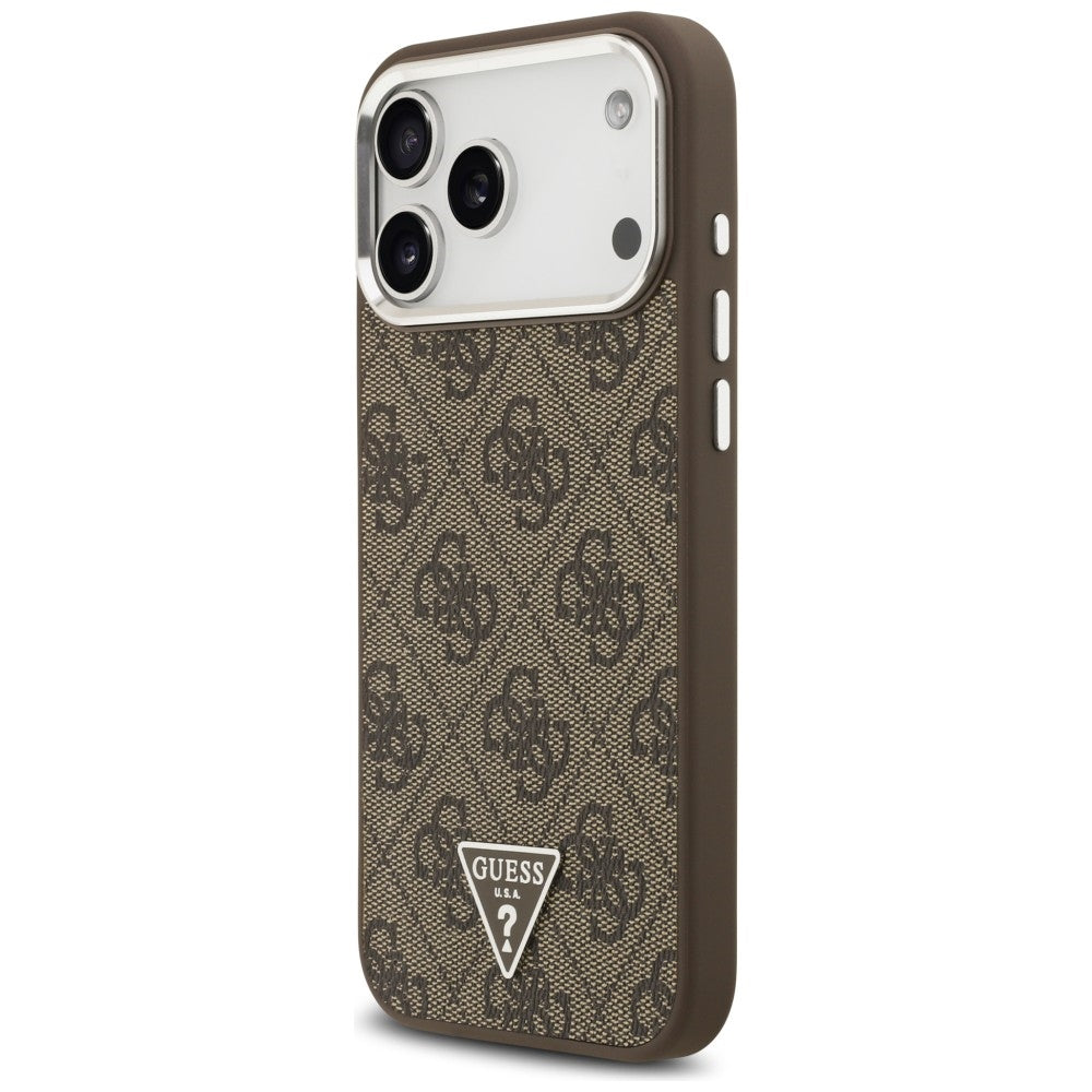 Handyhülle für iPhone 18 Pro Max / 17 Pro Max, Guess 4G Triangle Logo mit MagSafe, Braun